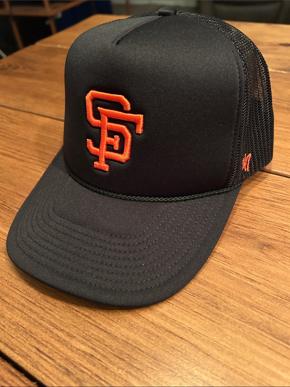 San Francisco Giants Classic 47 Trucker Hat in Black with Orange Logo